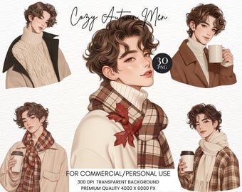 Cozy Autumn Fashion Men Clipart Bundle: Scrapbooking PNG Images