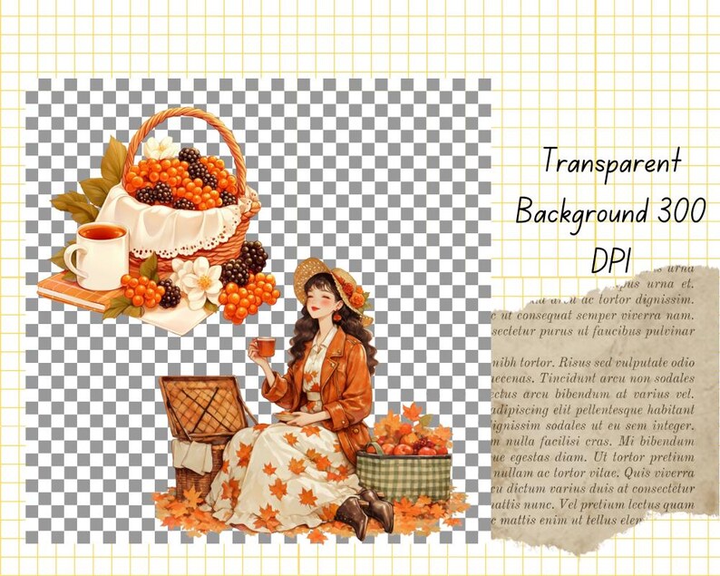 Höstflicka Clipart-paket: Höstmode PNG-bilder (Kommersiellt bruk, digital nedladdning) bild 6