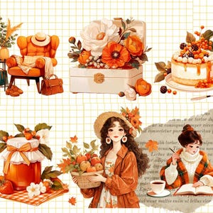Höstflicka Clipart-paket: Höstmode PNG-bilder (Kommersiellt bruk, digital nedladdning) bild 5