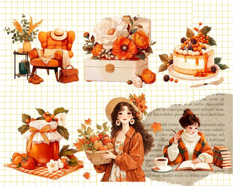 Höstflicka Clipart-paket: Höstmode PNG-bilder (Kommersiellt bruk, digital nedladdning) bild 5