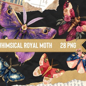 Aquarell Vintage Royal Motte Clipart Bundle-Vintage Clipart, Wicca Png, Motte Png, mystische Clipart, Rosen Png, Motte Clipart, Schmetterlinge Bündel