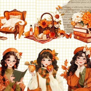 Höstflicka Clipart-paket: Höstmode PNG-bilder (Kommersiellt bruk, digital nedladdning) bild 3