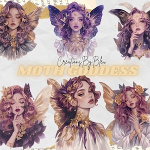 Aquarell Mottengöttin Clipart Bundle - Fantasy Clipart, Göttin göttin, göttin, göttin, göttin, göttin, göttin, png