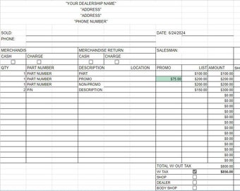 Dealership / Business Invoice