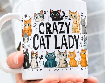 Funny Cat Mug Wrap Sublimation Design: Cat Lovers 11oz Coffee Cup PNG