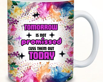 Rolig muggomslag PNG, 11oz, 15oz sublimering sarkastisk blommig kaffekoppdesign. Digital gåva