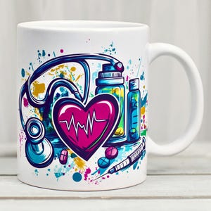 Nurse Mug Wrap Sublimation Design, Nurse Gift Full Wrap Mug , Sublimation Designs, Digital Download, 11 Oz Mug Template
