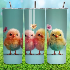 3D Baby Chicks 20 oz Tumbler Sublimation Design (Digital Download PNG)
