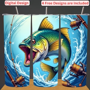 Fishing Tumbler Design: Seamless 20oz Sublimation (Digital Files PNG)