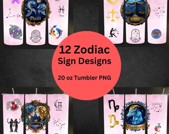 12 sterrenbeeldenbundel 20 oz beker png, astrologie bekeromslag, horoscoopsublimatieontwerp