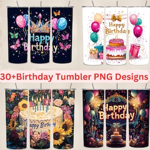 30+ alles Gute zum Geburtstag Tumbler Wrap Bundle 20 Unzen Skinny Geburtstag Tumbler Bundle Sublimation Design Geburtstag Geschenk Ideen Geburtstag PNG Design Bundle