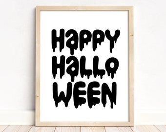 Printable Halloween Wall Art Signs, Instant Download Printable Halloween Decorations, Spooky Creepy Wall Art, Fall Wall Decor Print Set JPG