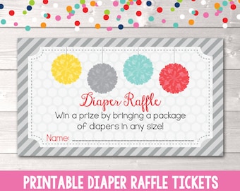 instant download printable diaper raffle tickets chevron etsy