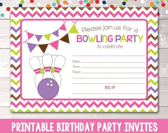 printable bowling party invitation fill in the blank birthday etsy