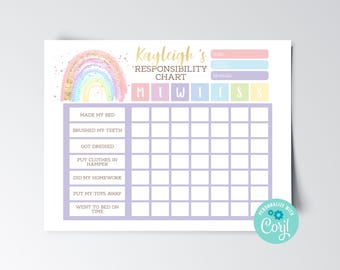 Rainbow Reward Chart: Editable Responsibility Tracker (PDF)