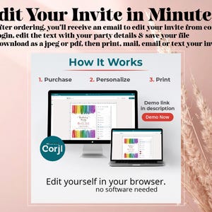 Rainbow Glitter Birthday Invitation, Colorful Girls Birthday Party Invite, Sparkle Rainbow Kids Birthday, Printable Party Invite image 4