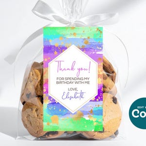 Rainbow Art Birthday Favor Tag: Editable Party Gift Tag (PDF) image 6