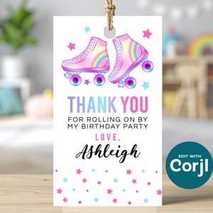 Roller Skating Birthday Favor Tag: Editable Printable (Instant Download) image 10