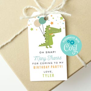 Printable Alligator Birthday Party Favor Tag, Editable Boys Alligator Birthday Party Favor Gift Tag, Instant Download Baby Shower Gift Tag