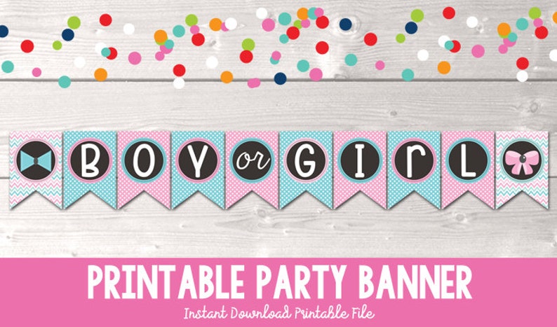 Printable gender reveal party banner instant download boy or etsy
