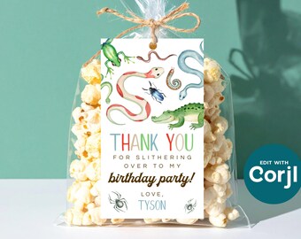 Reptile Birthday Party Favor Tag: Editable Printable (Instant Download)