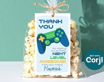 Gamer Birthday Party Favor Tag: Editable Video Game Controller (Digital Download)