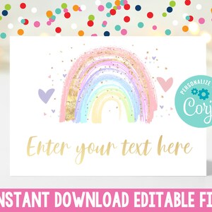 Editable Food Labels Instant Download Pastel Rainbow Printable Food ...