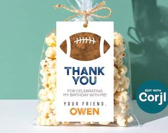 Etiqueta editable para recuerdos de fiesta de fútbol: Regalo imprimible para fiestas de cumpleaños (PDF)
