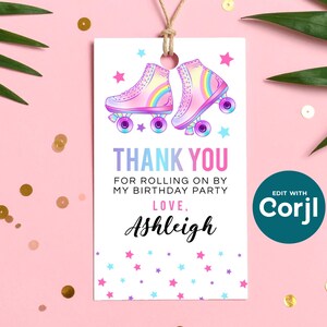 Roller Skating Birthday Favor Tag: Editable Printable (Instant Download) image 4
