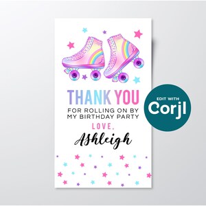 Roller Skating Birthday Favor Tag: Editable Printable (Instant Download) image 8