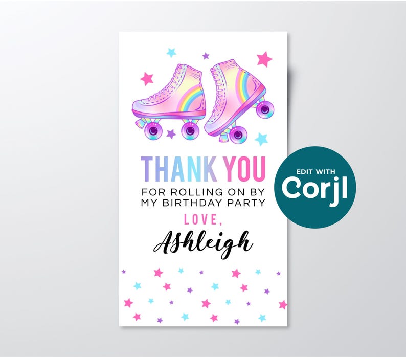 Roller Skating Birthday Favor Tag: Editable Printable (Instant Download) image 8