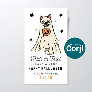 Printable Ghost Dog Halloween Favor Tag, Editable Kids Party (Digital Download) image 4