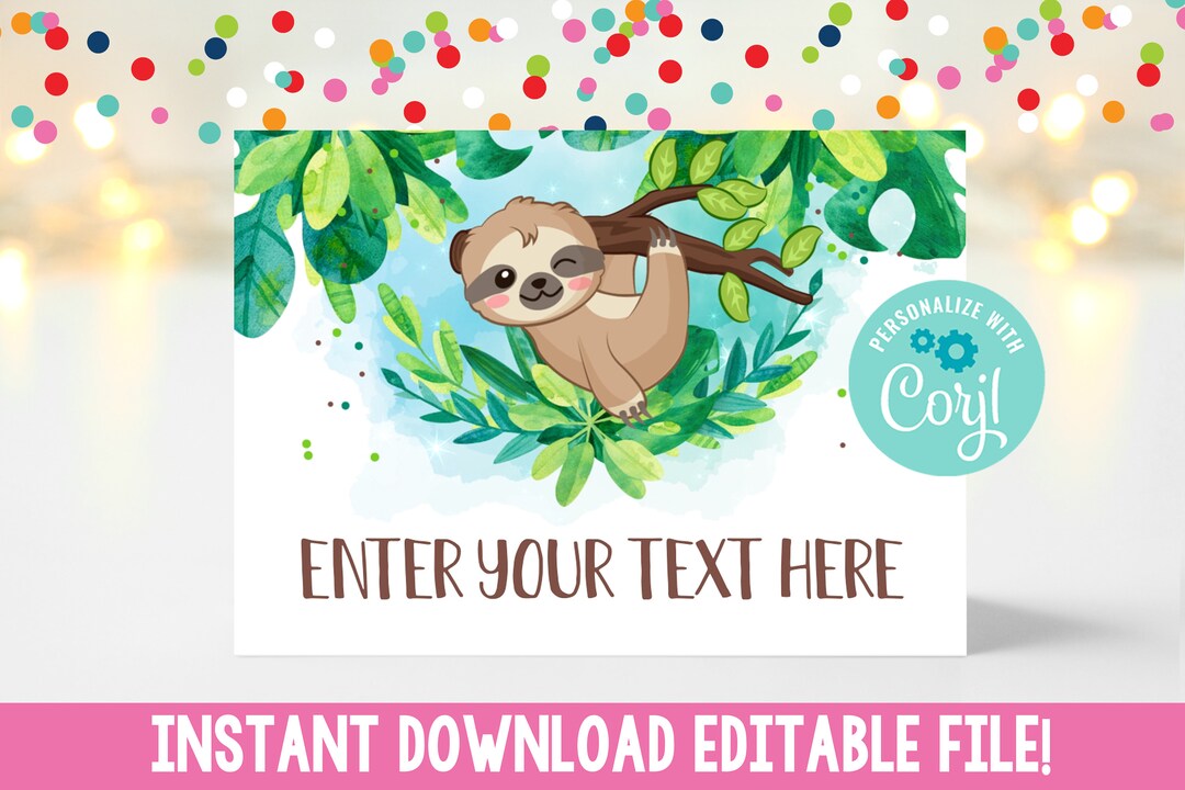 Instant Download Sloth Buffet Cards Printable Sloth Birthday - Etsy