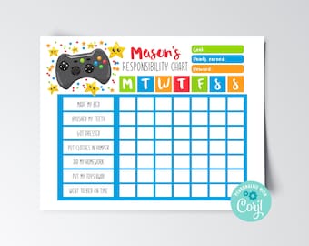Editable Video Game Reward Chart: Printable Chore Chart (Digital Download)