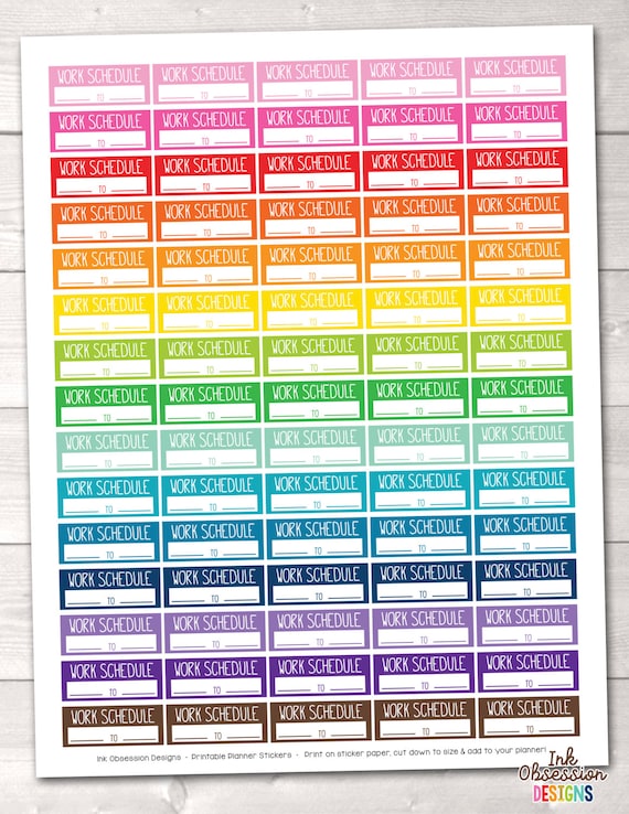 work schedule printable planner stickers instant download etsy
