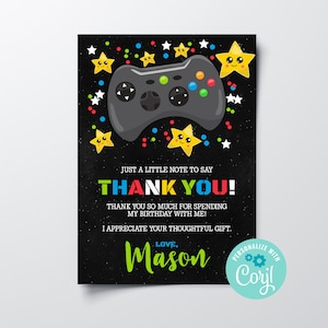 Videospiel-Dankeschön-Karte, druckbare Jungen-Dankeschön-Karte, bearbeitbare Gamer-Dankeschön-Karte, Sofortiger Download Jungen-Dankeschön-Karte