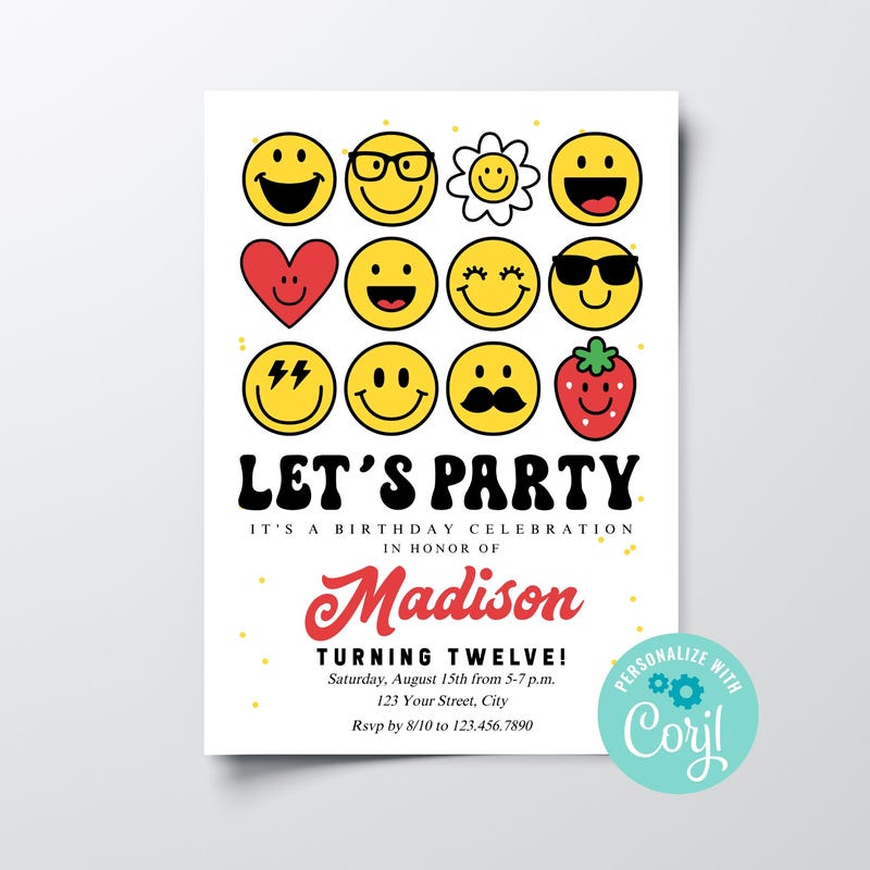 Emoji Invitation - Etsy