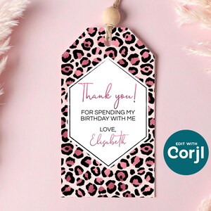 Pink Leopard Party Favor Tag: Editable Printable (PDF)