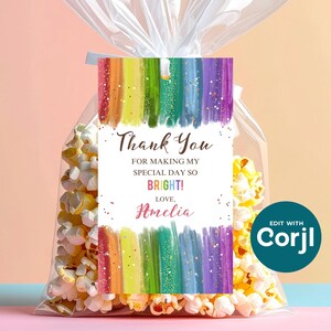 Rainbow Birthday Favor Tag: Editable Printable Gift Tag (Instant Download) image 2