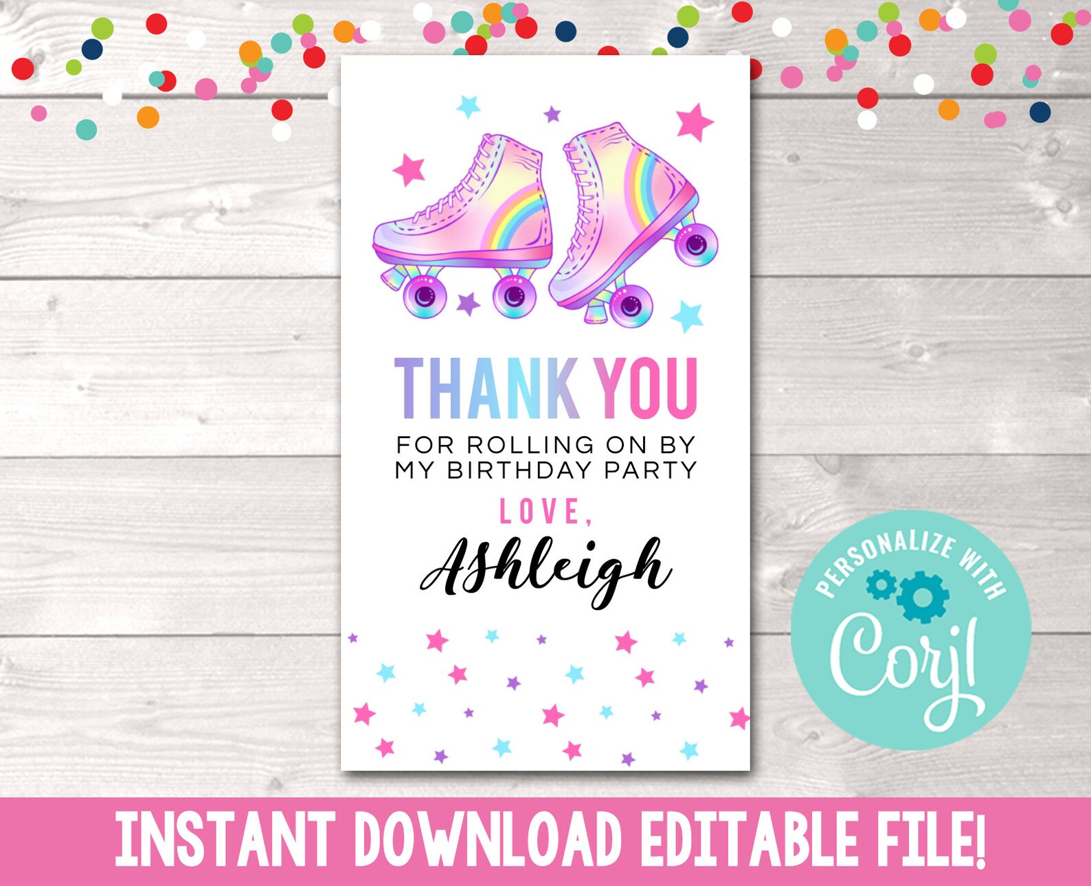 Editable Roller Skating Birthday Party Favor Tag Printable - Etsy