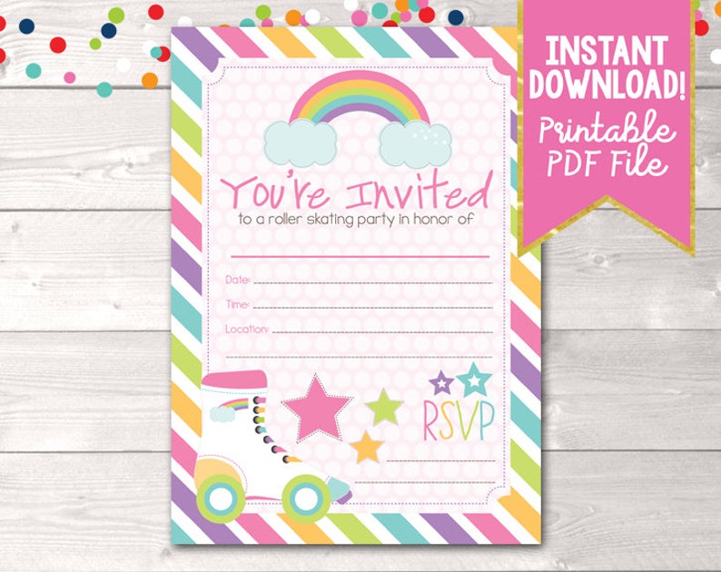 Fill Inside of Roller Skating Celebration Invites Printable Women Birthday Get together Portray Invitation Fast Obtain image relating to Girl Birthday Party Invitations Printable named Fill Inside of Roller Skating Celebration Invites Printable Women of all ages Birthday Bash Portray Invitation Fast Obtain