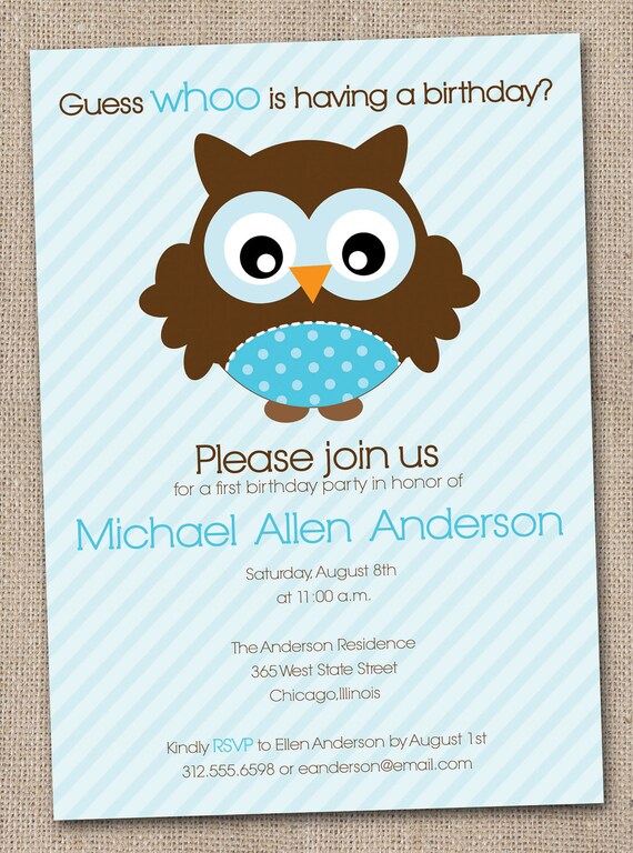Items similar to Owl Birthday Party Invitations Printable Digital File