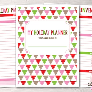 Instant Download Printable Holiday Planner Christmas Card List Gift Lists Holiday Budget & More in Pink Red Green Brown