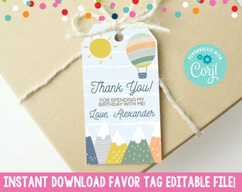 Printable Adventure Awaits Birthday Party Favor Tag, Instant Download Outdoors Mountains Boys Birthday Party Baby Shower Editable Gift Tag