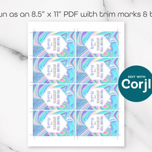 Etiqueta para recuerdo de cumpleaños con diseño tie-dye: Diseño de holograma editable (PDF imprimible) imagen 5