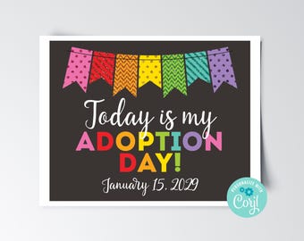 Adoption Day Announcement: Photo Prop Sign, Editable Design (Digital Download)