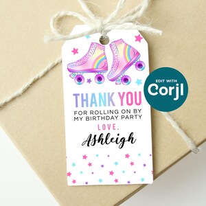 Roller Skating Birthday Favor Tag: Editable Printable (Instant Download) image 3