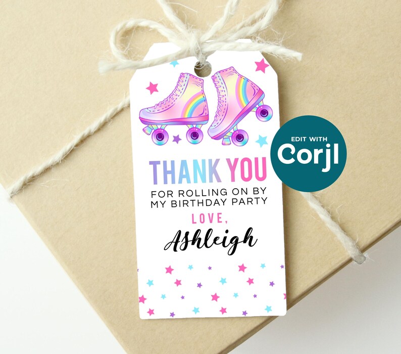 Roller Skating Birthday Favor Tag: Editable Printable (Instant Download) image 3