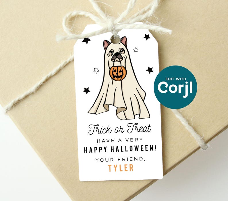 Printable Ghost Dog Halloween Favor Tag, Editable Kids Party (Digital Download) image 7