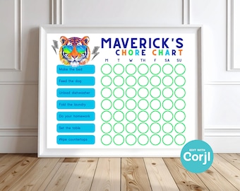 Tiger Chore Chart Printable | Preppy Reward System (PDF, JPG)